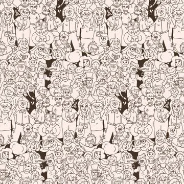 Seamless pattern of happy laughing people Stock Illustration