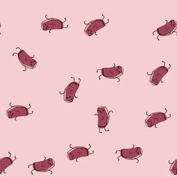Seamless pattern happy meat character cartoon vector Stock Illustration