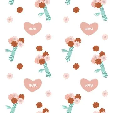 Seamless pattern happy mothers day. Stock Illustration