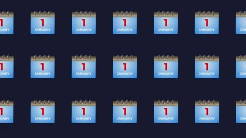 Seamless pattern of happy new year calendar celebration icon in tile background Stock Footage 325314410