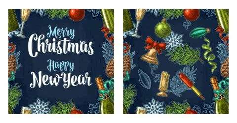 Seamless pattern with Happy New Year 2018 calligraphy lettering Stock Illustration