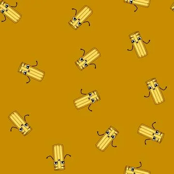 Seamless pattern happy pasta character cartoon vector Stock Illustration