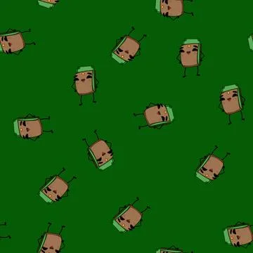 Seamless pattern happy purse character cartoon vector Illustrazione stock