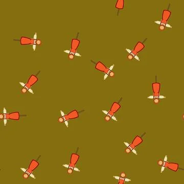 Seamless pattern happy scarecrow cartoon vector Stock Illustration