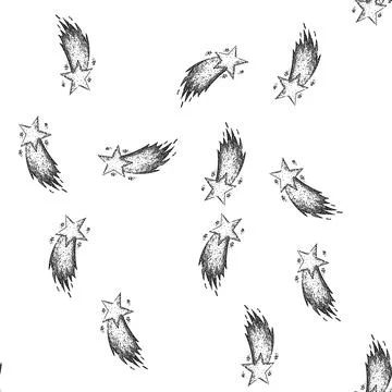 Seamless pattern happy star fall sketch hand drawn Stock Illustration