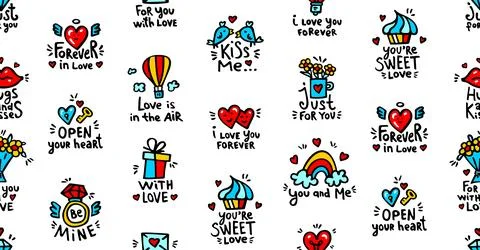 Seamless pattern with Happy Valentines Day Stock Illustration