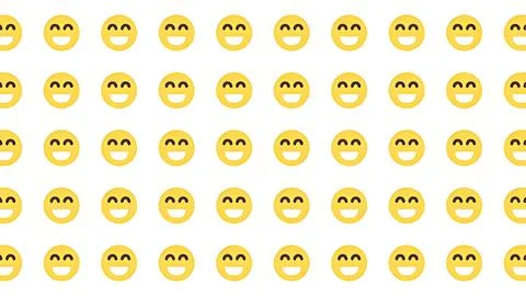 Seamless pattern of happy yellow smiling face emojis on white background fo.. Stock Illustration