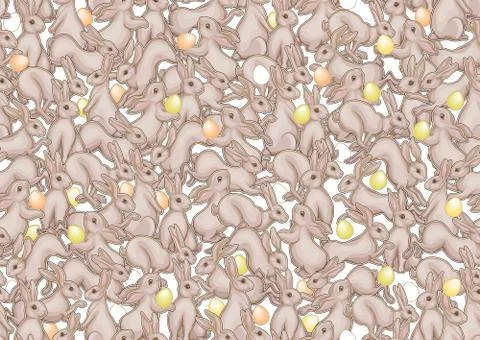 Seamless pattern with a hares, colored eggs for easter. Stock Illustration