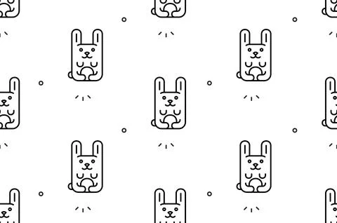 Seamless pattern with Hares Stock Illustration