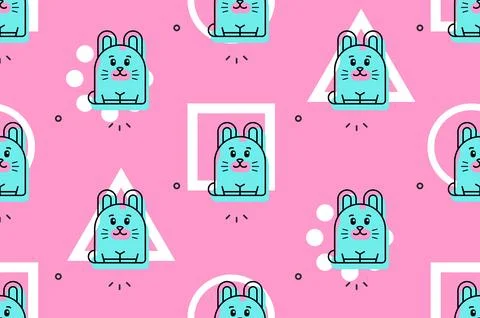 Seamless pattern with Hares Stock Illustration