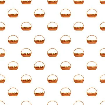 Seamless pattern with harvest baskets filled with fruits Stock Illustration