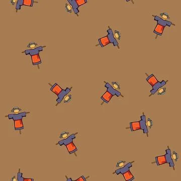 Seamless pattern harvest scarecrow cartoon vector 스톡 일러스트