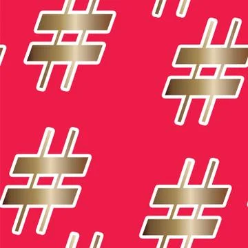 Seamless pattern with hashtag symbol on pink background Stock Illustration