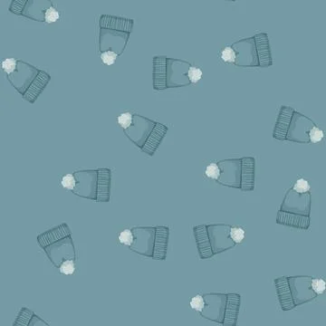 Seamless pattern hat beanie color icon vector Stock Illustration