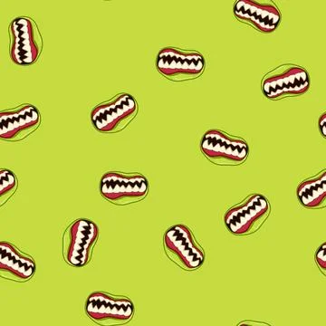 Seamless pattern haunted horror mouth cartoon vector Stock Illustration