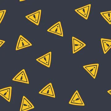 Seamless pattern hazard yellow warning sign cartoon vector Stock Illustration