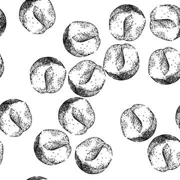 Seamless pattern hazelnut nut natural sketch hand drawn 스톡 일러스트