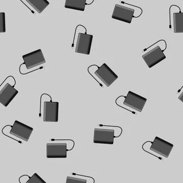 Seamless pattern hdd hard drive cartoon vector Stockillustratie