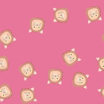 Seamless pattern head cat face cartoon vector Illustrazione stock
