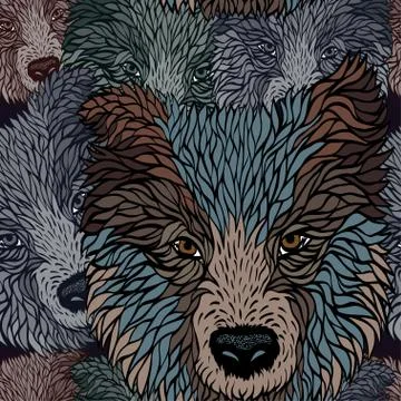 Seamless  pattern of a head dog Stock Illustration
