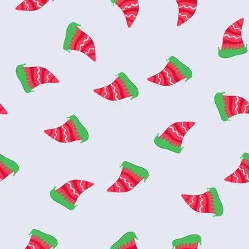 Seamless pattern head elf santa hat cartoon vector 스톡 일러스트