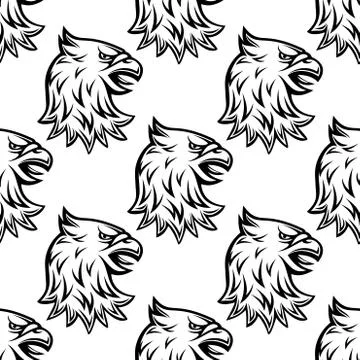 Seamless pattern with head of heraldic eagle 스톡 일러스트
