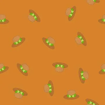 Seamless pattern head straw hat cartoon vector Stockillustratie