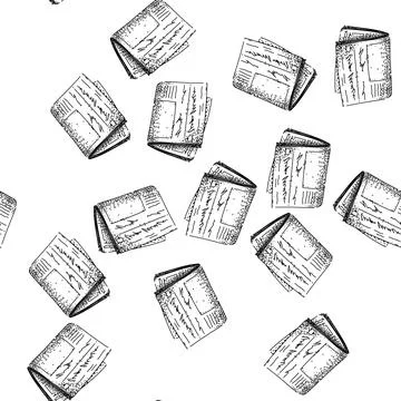 Seamless pattern headlines newspaper sketch hand drawn Stock Illustration