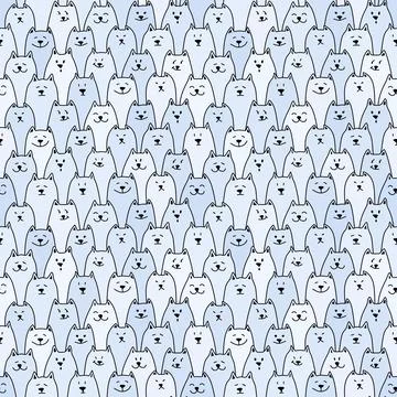 Seamless pattern with heads of cats, dogs.  Stock Illustration