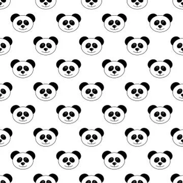 Seamless Pattern of  Heads of Panda.  Good for wallpaper, design for fabric a Stock Illustration