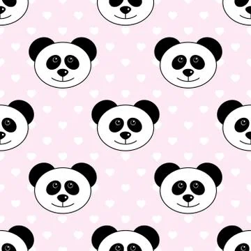 Seamless Pattern of  Heads of Panda.  Good for wallpaper, design for fabric a Illustrazione stock