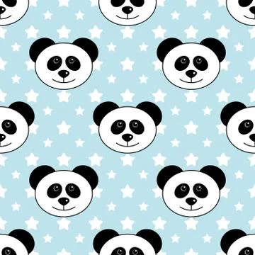 Seamless Pattern of  Heads of Panda.  Good for wallpaper, design for fabric a Stock Illustration