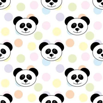 Seamless Pattern of  Heads of Panda.  Good for wallpaper, design for fabric a Stock Illustration