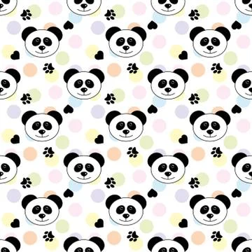 Seamless Pattern of  Heads of Panda.  Good for wallpaper, design for fabric a Illustrazione stock