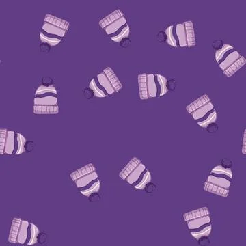 Seamless pattern headwear winter hat kid cartoon vector Illustrazione stock