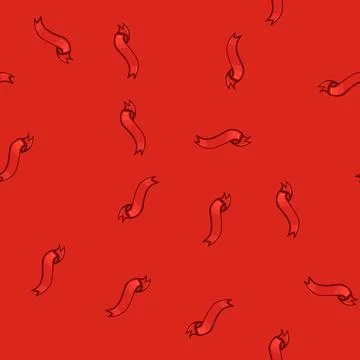 Seamless pattern health red ribbon retro cartoon vector Stock Illustration