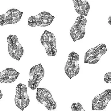 Seamless pattern healthy fish fillet sketch hand drawn Stock Illustration