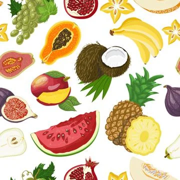 Seamless pattern with healthy fruits Illustrazione stock