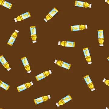 Seamless pattern healthy juice bottle cartoon vector Stockillustratie