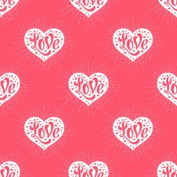 Seamless pattern with heart and lettering Love Stock Illustration