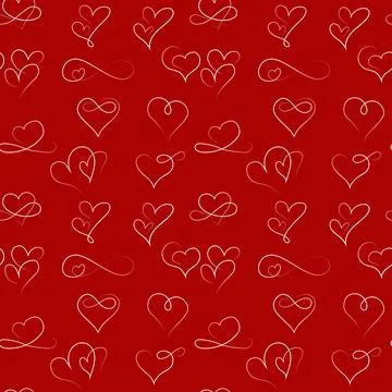 Seamless pattern with Heart continuous one line drawing. Stock-Illustration