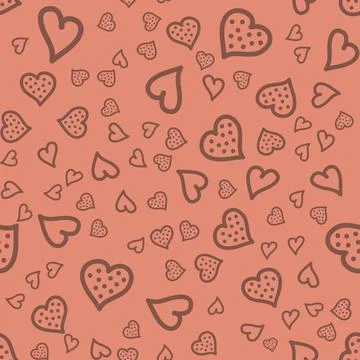 Seamless pattern, heart contour with dots on ash pink, vector illustration Stock Illustration