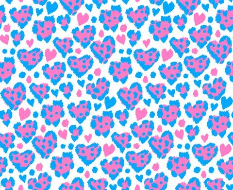 Seamless pattern with heart leopard, cheetah or jaguar print. Stock Illustration