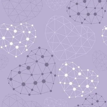 Seamless pattern with heart made of connected dots Stockillustratie
