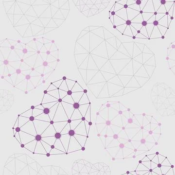 Seamless pattern with heart made of connected dots Stock Illustration