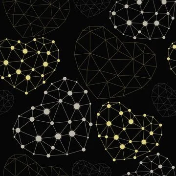 Seamless pattern with heart made of connected dots Stockillustratie