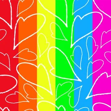 Seamless pattern heart on a rainbow background Stock Illustration
