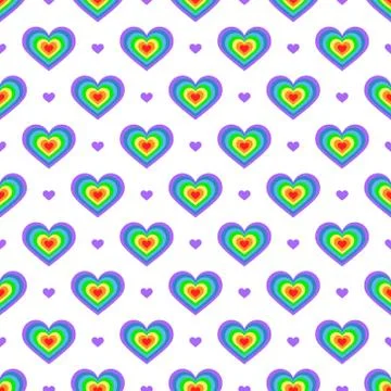 Seamless pattern. Heart with rainbow colors. Vector illustration of colorful イラスト素材