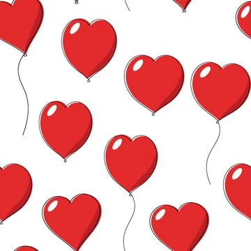 Seamless Pattern With Heart Shaped Baloons Stock Illustration