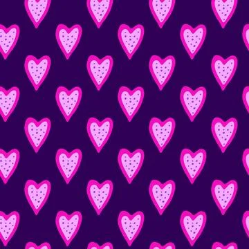 Seamless pattern with heart shaped cookies. Stock Illustration